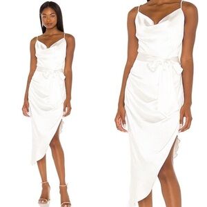 Elliott x Revolve Kensington ivory white satin dress